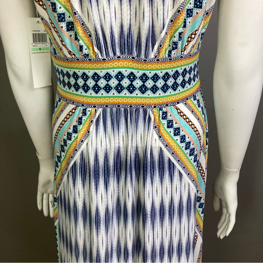 London Times maxi dress size 8 NWT Southwestern halter longline sleek Cleopatra - Picture 13 of 15